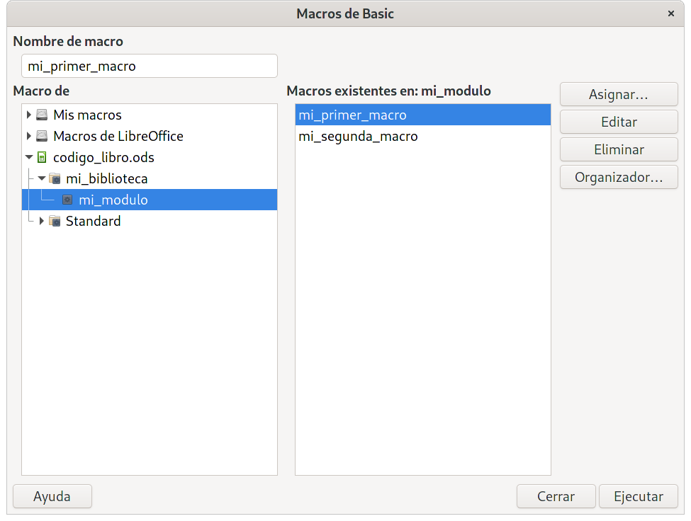 Cómo se organizan y almacenan las macros en LibreOffice