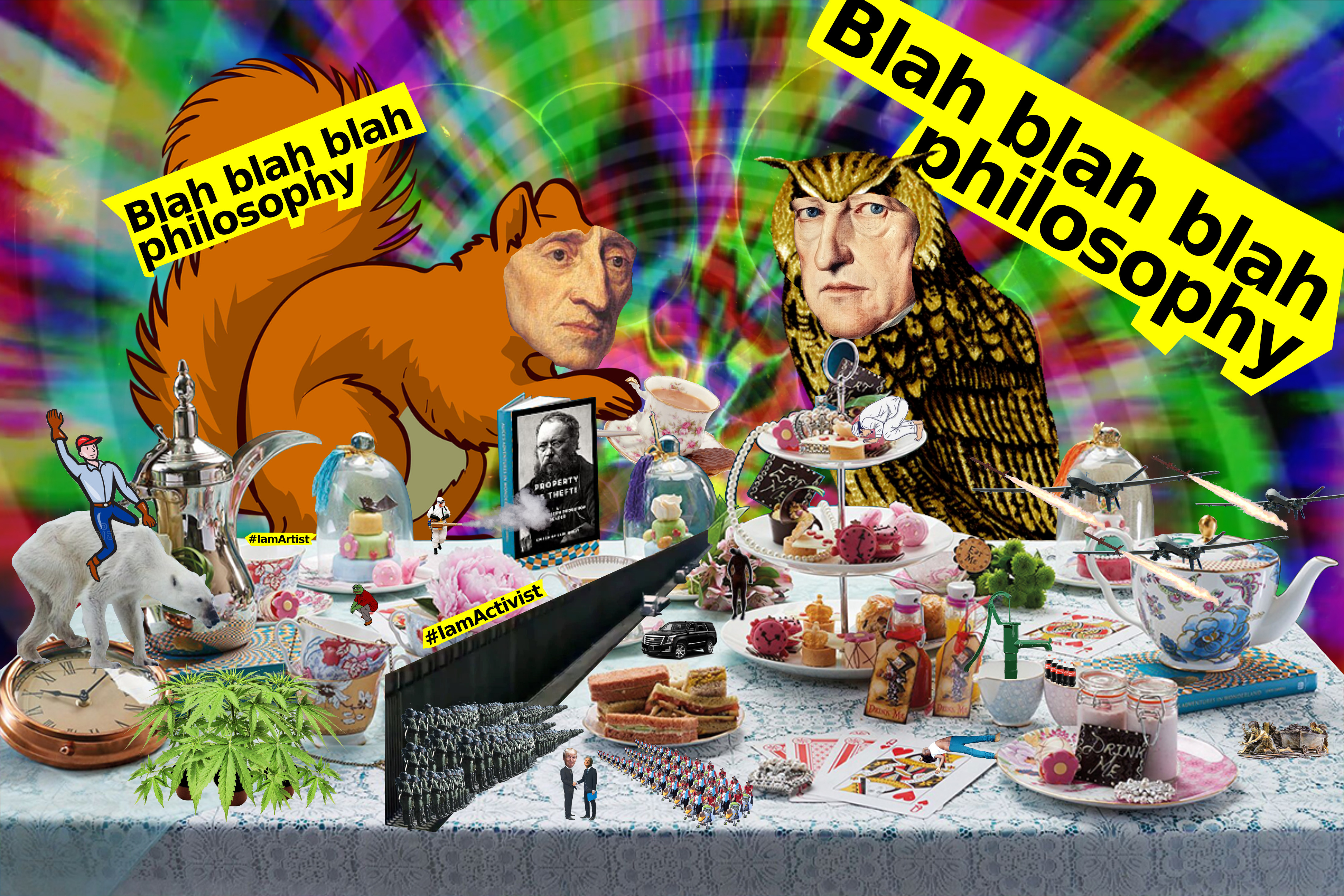 Locke and Hegel drinking tea while discussing several topics on Nothingland…
